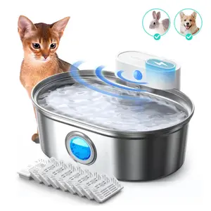 Uahpet Stainless Steel Wireless Cat Water Fountain Pro, Cordless Battery-Operated  Pet water dispenser for Dog Rabbit, Easy to Clean 67oz/2L