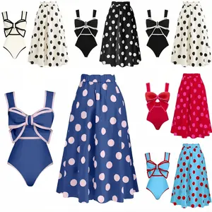 One Piece Swimsuit and Matching Skirt Set Beachwear Swimdress Bathing Suit woman Swimwear Tummy Control Swimsuit Swim Dress Bathing Suit Stylish Beachwear