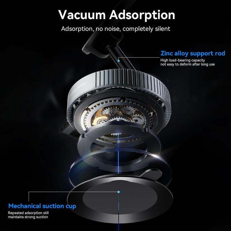 Upgraded Magnetic Car Holder - Vacuum Adsorption, Rotatable, Foldable, Power-Free, Noise-Free Bracket for iOS and Android Phones