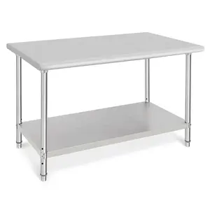 GARVEE Stainless Steel Table, 30x48 Inch NSF Heavy Duty Prep Table with Adjustable Under Shelf and Table Foot, Outdoor Utility Table for Commercial Kitchen, Hotel, Restaurant, Silver