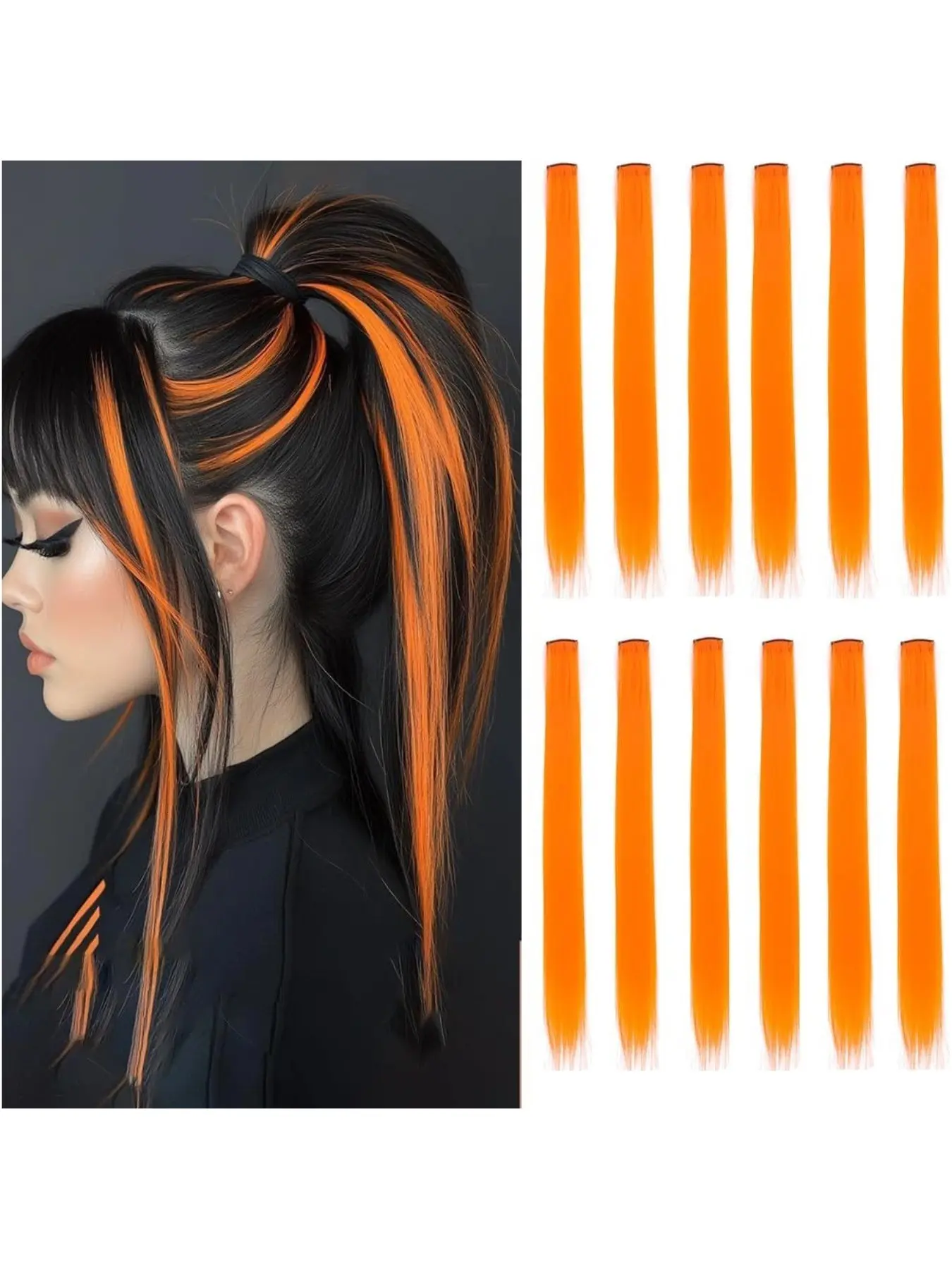 Clip in Hair Extensions 18 Inch 2 pieces/1 pack, 8 color options  100% Real Human Hair for Women,  Straight - Highlight, Add Volume and Length for Daily Wear, Parties, Weddings