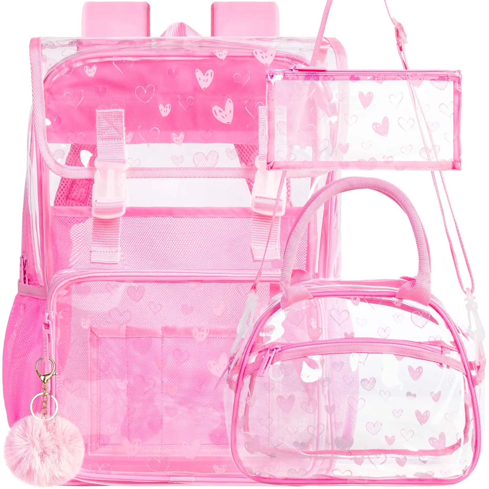 Clear Backpack, Heavy Duty Transparent Bookbag, Large See Through PVC Backpacks for Women and Men