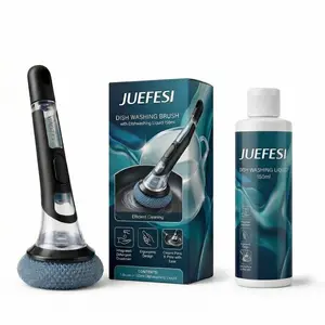 Kitchen Cleaning Brush Set (150ML + Brush), Quick Stain Removal, Removes Burnt-On Residue, Heavy Oil Cleanse, Kitchen Care Essentials