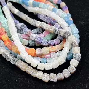 8 mm Weathered Natural Agate Bead Strands, Square Sugar Cube/Square Block Shapes, Multi-Color Options, DIY Handmade Necklace & Bracelet Jewelry Accessories