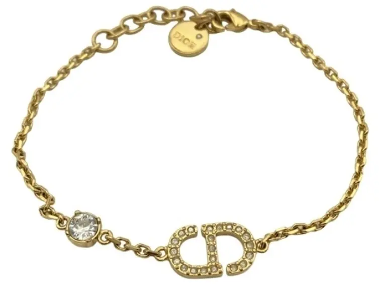 Pre-owned Christian Dior gold tone CD logo bracelet　4000040940966