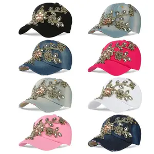 Adjustable unisex baseball cap with rhinestone visor and fashionable pattern, suitable for various outdoor sports