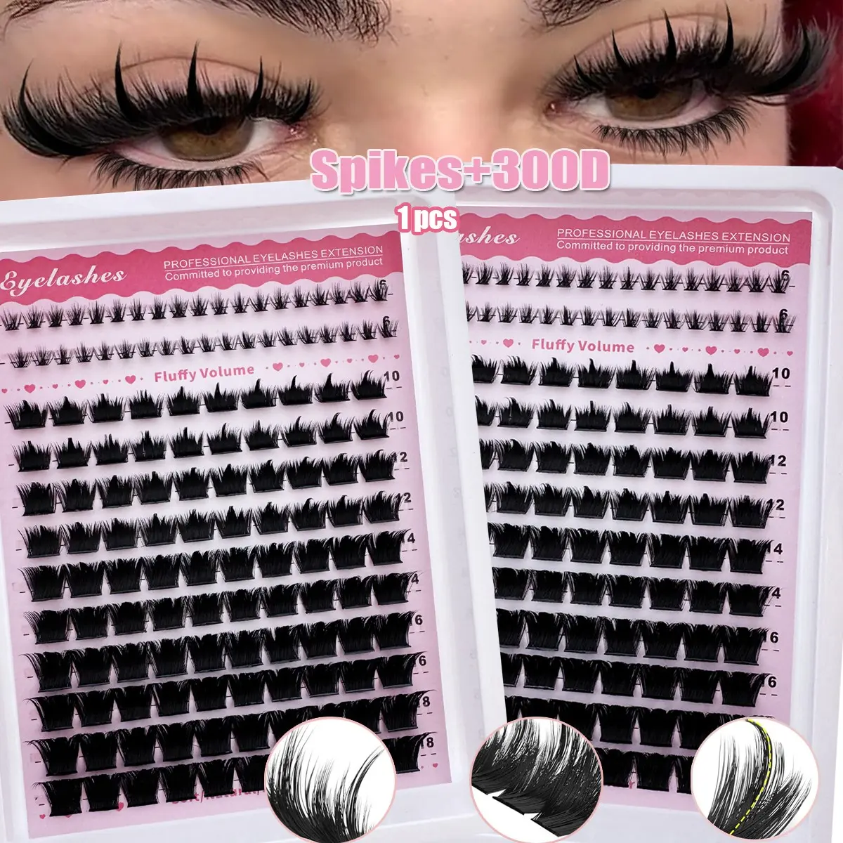 Spikes+300D+lower/200D/60D Eyelashes, Lash Clusters Long 6-18mm Lash Spikes, Lower Eyelashes D/DD, Volume Individual Lashes, Thickened lash, DIY Spiky Lash Extension, Thick Volumized False Eyelashes, Eyelash Extensions, Diy Dramatic Lashes