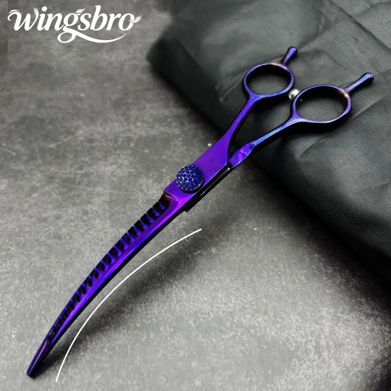 Wingsbro 7-in Pet Grooming Scissors, Down-Curved Stainless Steel Pet Hair Trimming Tool, Professional Dog Thinning Shears for Grooming Supplies