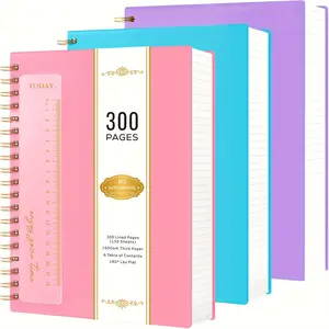 3 Pack B5 Spiral Journal Notebook, Spiral Notepad For Women School Work Travel, Notebooks College Ruled With 300 Pages, PVC Cover Notepad With 100GSM Thick Paper, 7.5 X 10.1in