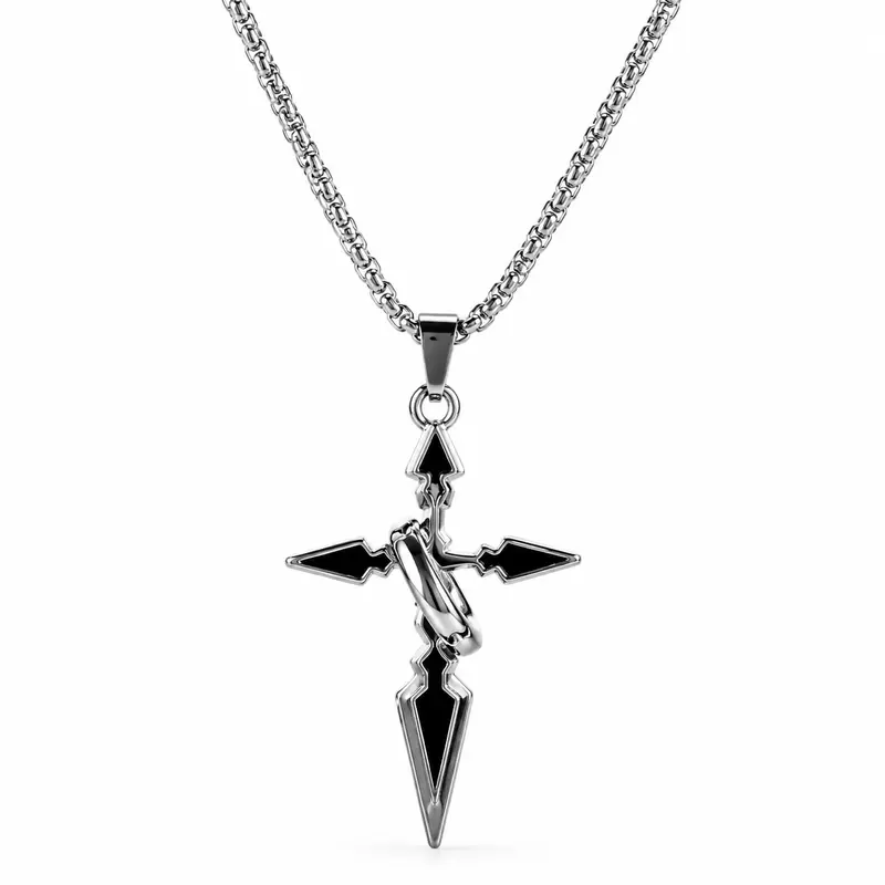 Unisex Valor Crucifix Necklace - Mirror-Polished Titanium Steel Bold Cross Design Pendant, Hypoallergenic Christian Chain, Street-to-Suit Faith + Strength Symbol, Light Durable Stainless Steel Jewelry Accessory (cross necklaces, men's jewelry)