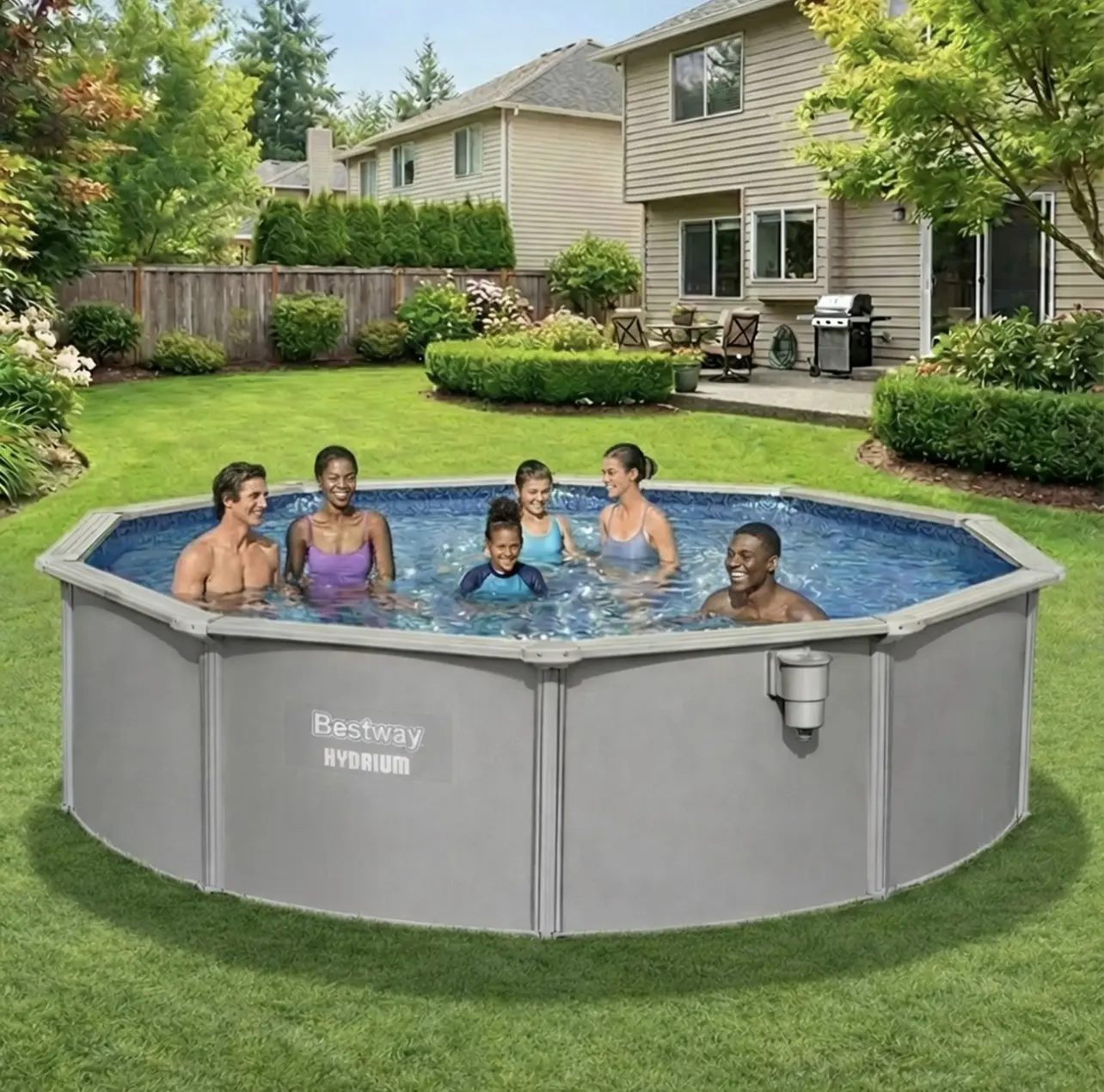 Bestway Hydrium 15' x 48" Round Steel Wall Above Ground Swimming Pool Set