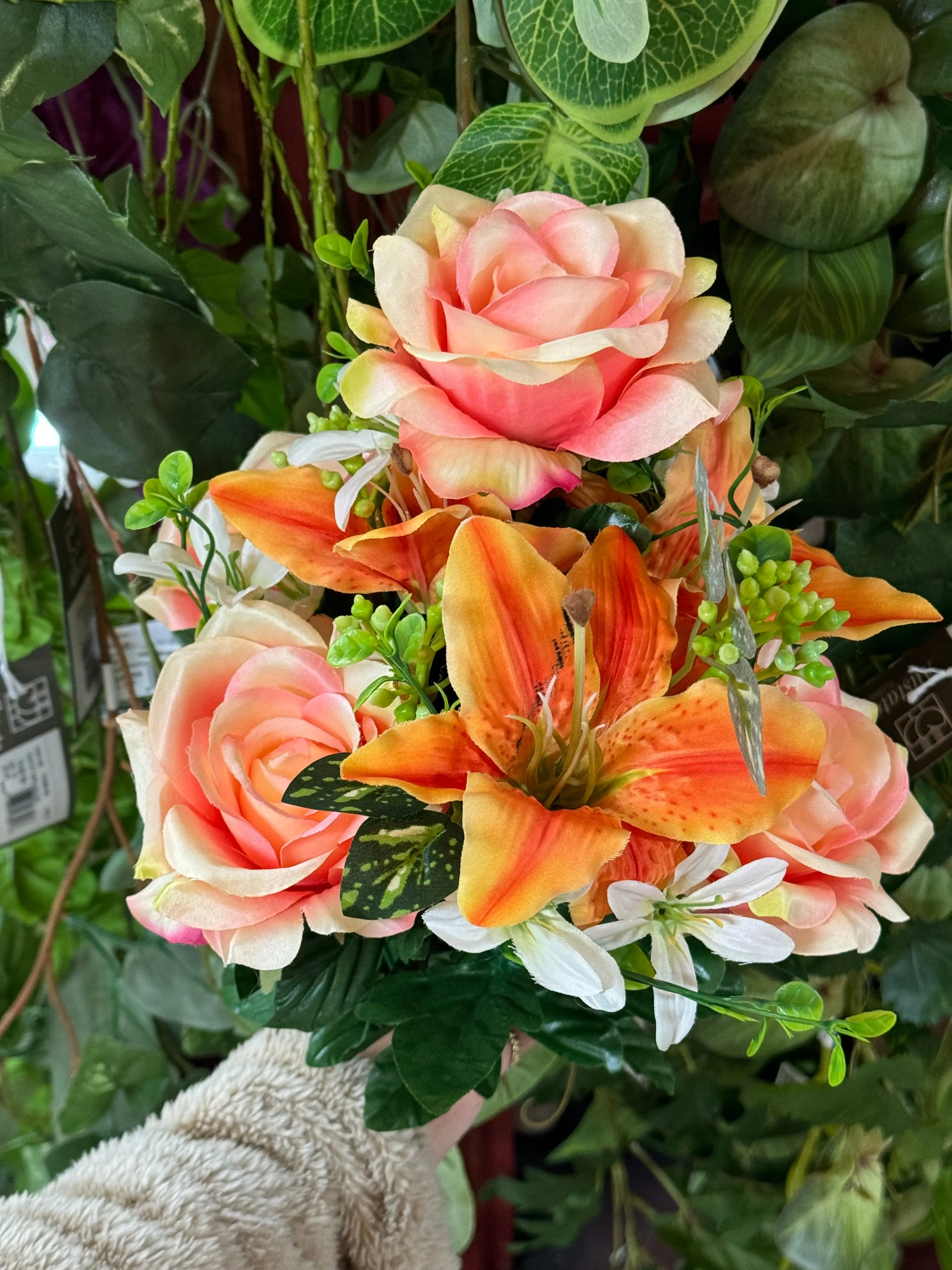 18 Inch Coral Yellow Rose Lily Bush