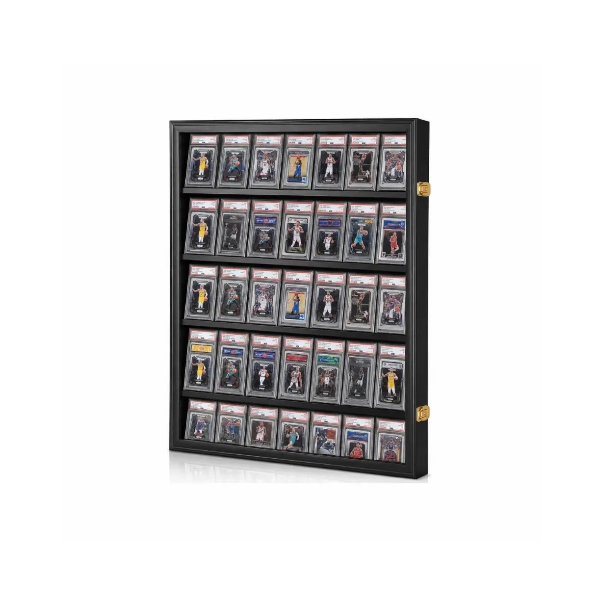 TDEX-35-Slot Sports Card Display Frame, Lockable Baseball Card Storage Case, Trading Card Collector Wall Mount Display Rack, Compatible with Basketball, Football & Hockey Cards, UV-Resistant Acrylic