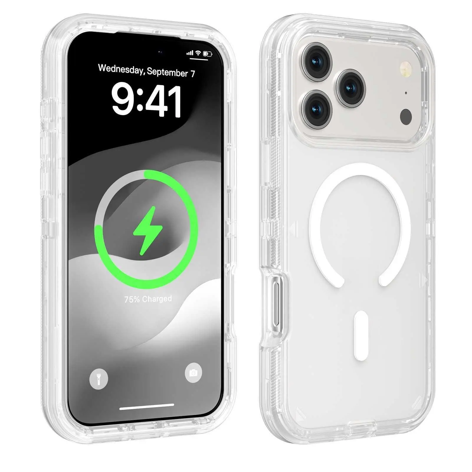 For iPhone 18 Pro Max Phone Case Transparent Robot Magnetic For iPhone 17 Pro Airbag For iPhone 16 Protective Cover HNAG60Dccdv