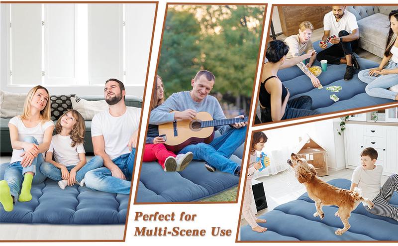 GARVEE Futon Mattress - Twin/Full Sizes, 5-Layer Microfiber Cotton Support, Foldable & Rollable for Floor Sleeping, Camping, Guest Rooms. Ideal Tatami Mat & Travel-Friendly Mattress Pad in Wave Navy & Dark Grey. Versatile Versatile GARVEE Futon Mattress - Twin/Full Sizes, 5-Layer Microfiber Cotton Support, Foldable & Rollable for Floor Sleeping, Camping, Guest Rooms. Ideal Tatami Mat & Travel-Friendly Mattress Pad in Wave Navy & Dark Grey. Versatile Versatile