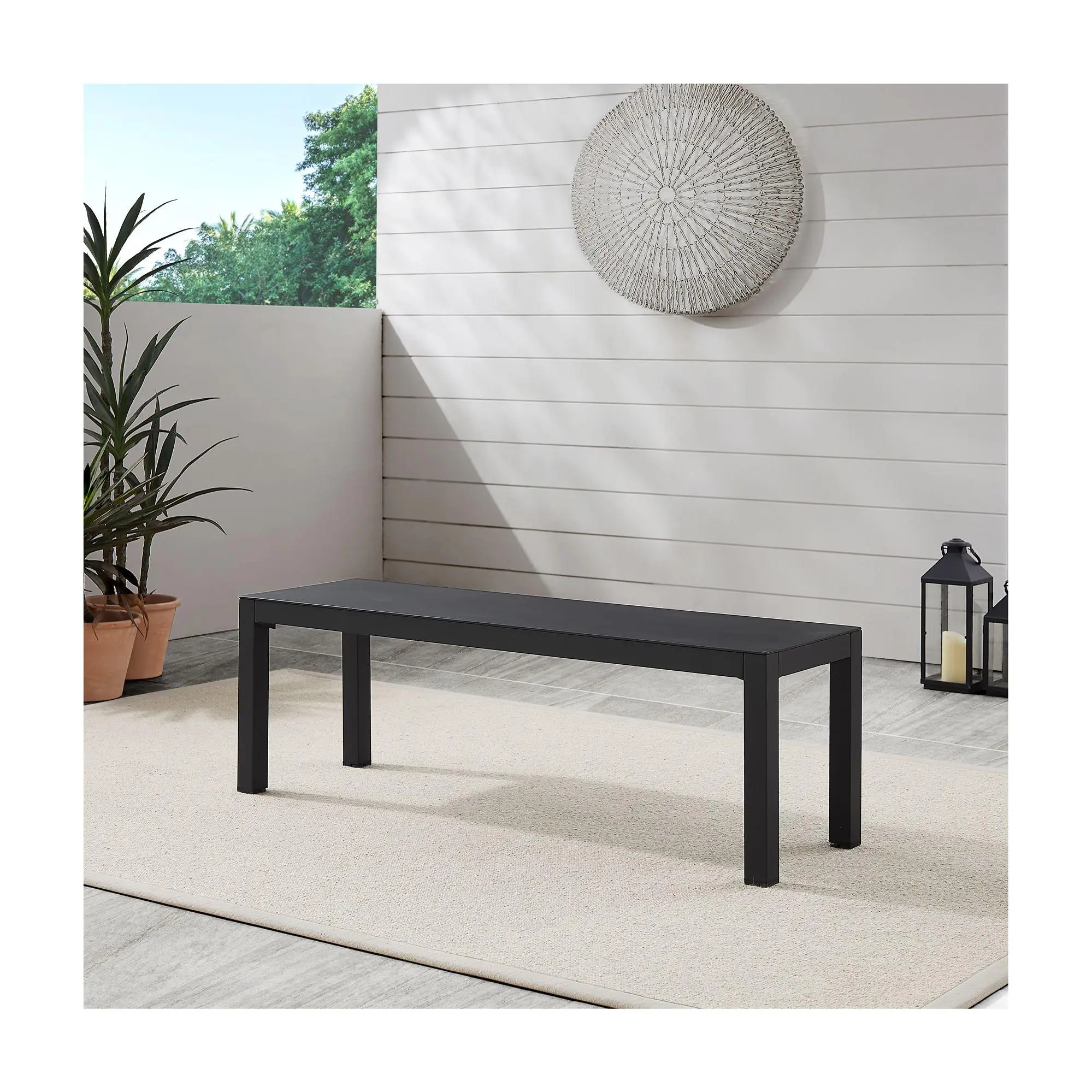 Linon Home Holland Aluminum Outdoor Bench Black