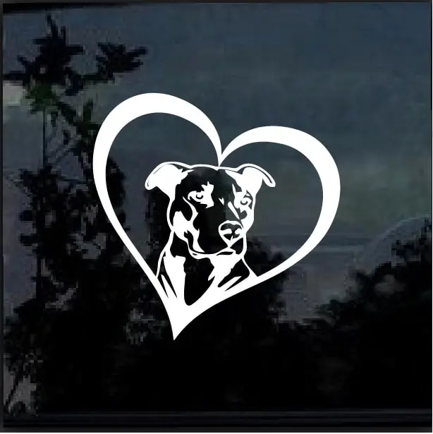Pitbull Heart Car Window Decal Sticker