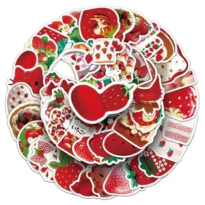 Strawberry Delight Stickers Pack (5–100 Pcs) – Waterproof Strawberry Fruit & Dessert Vinyl Decals for Laptop, Phone, Water Bottle, Helmet, Car, Suitcase – Gift for Dessert Lovers & Girls