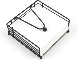 Napkin Holder for Table, Suitable for Kitchen, Restaurant, and Outdoor Use, Paper Cocktail Napkin Holder that Matches Various Dining Room Decor Styles, Black (7'' x 7''x 2.75'', Matte Black)