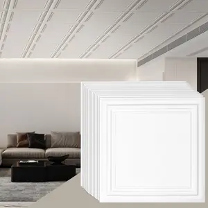 VEVOR Ceiling Tiles, 96-Pack 20x 20 in, Drop Ceiling Tiles Premium Polystyrene Sheet, Easy Installation/ Cutting Plastic Glue-up Ceiling Tile, Basement Ceiling Covering for Home/Office Decoration