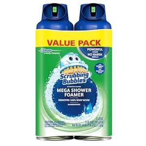 Scrubbing Bubbles Mega Bathroom and Shower Foamer Aerosol, Rainshower Scent, 20oz (Pack of 2)