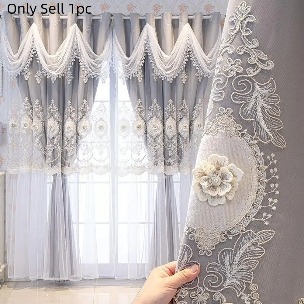Elegant European Style Drapes, Full Light Blocking Vintage Palace Design, Luxurious Floral Embroidery Curtains for Living Room Bedroom, Home Decoration Curtain