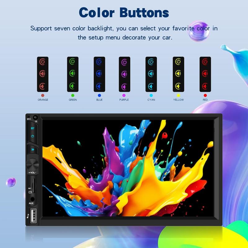 Double Din Wireless Carplay Android Auto Car Stereo, 7” IPS Touch Screen Car Audio Receiver with YouTube Video Playback, WiFi GPS FM Bluetooth Hands-Free, Mirror Link, Backup Camera, EQ, USB/AUX/SWC, MIC, Father's Day Gift