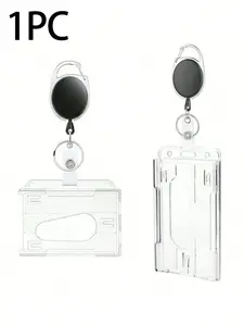 Hard PC Plastic Transparent ID Holder Badge Holder, Waterproof Durable with Retractable Clip, Ideal for Medical Cards, Social Security Cards, Daily Use