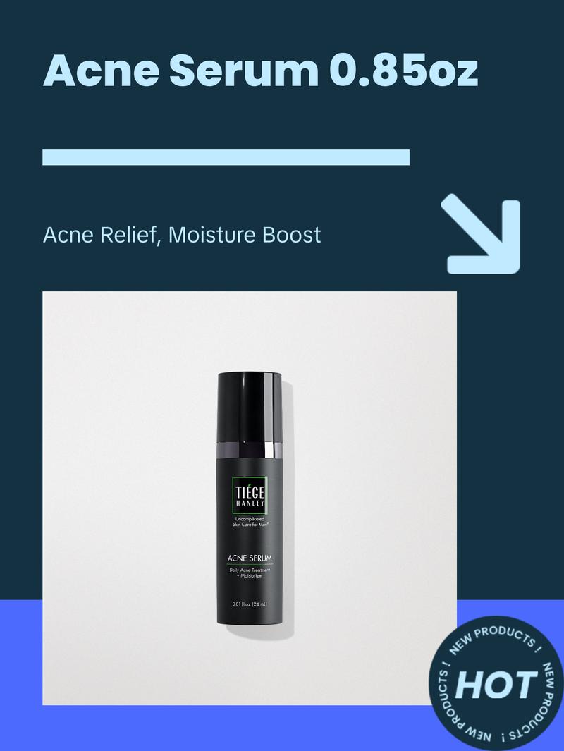 Tiege Hanley Mens Acne Serum for Face - Lightweight Facial Acne Serum with Salicylic Acid, Granactive Complex & Tea Tree Oil for Blackheads, Open Pores & Redness - Moisturizer for Oily Skin