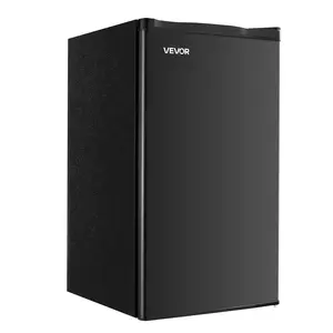 【DealsForYouDays】VEVOR 3.2 Cu. Ft Single-Door Compact Compressor Fridge, Adjustable Temperature, Glass Shelf, Energy Efficient, Reversible Door, Quiet Operation, Small Footprint, for Bedroom Office, Black (Father's Day Gift)