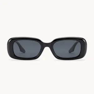 Retro black small square sunglasses, lightweight and comfortable, with UV blocking lenses outdoorfun