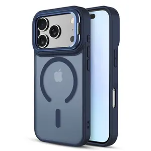 Marinest iPhone 17 Pro Max Case Blue with Built-in Kickstand Camera Lens Protector Shockproof Slim Protective Cover for Enhanced Grip and Protection