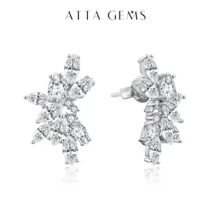 Synthetic Moissanite Earrings for Women D Color VVS1 Engagement Wedding Party Gift Jewelry E16