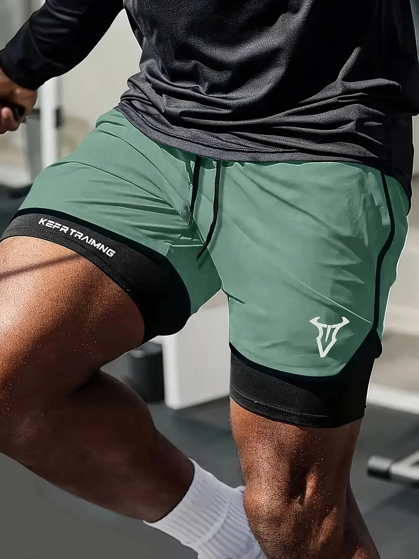 Fashionable Breathable Sport Shorts, Dual-Layer Lined Solid Color Tennis Shorts, Running Outdoor Fitness Pants, Casual Men's Five-Quarter Pants