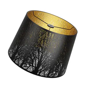 Metal Etching Process Large Lamp Shades, Alucset Drum Big Lampshades for Table Lamp and Floor Light, Pattern of Trees Design, 12x14x10 inch, Spider