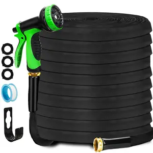 Garden Hose Non-Expanding 100ft, Flexible Garden Hose with 10 Function Hose Nozzle, Lightweight, Kink Free and Water Hose for Outdoor, Yard, Lawn, Car Wash, Marine,and Camper Use