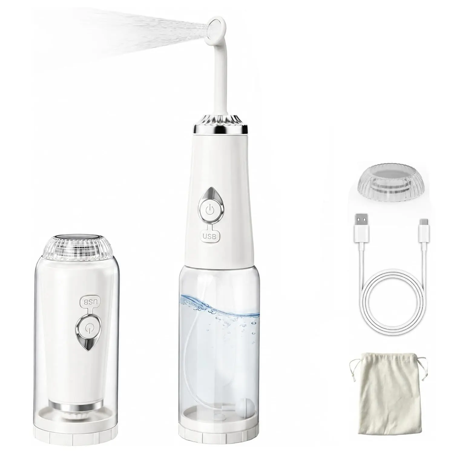 Electric Rechargeable Portable Handheld Spray Bottle, 50cm Hose, IPX7 Waterproof, 4 Spray Modes, 360° Nozzle, 28mm Connector Compatible, Compact Design for Outdoor Camping Travel