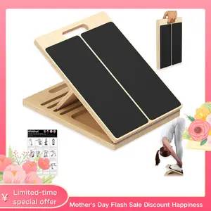 Homhut Portable Wooden Slant Board Adjustable Incline Calf Stretcher for Squats, Pilates, Ankle & Leg Stretching Home Fitness Equipment