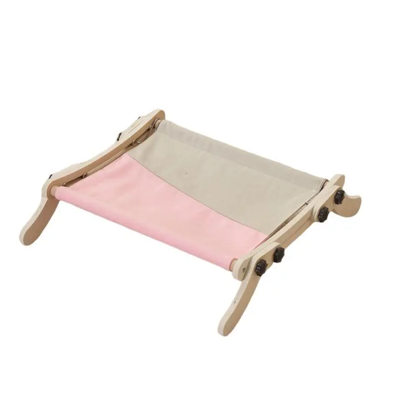 Wood Frame Dual-Use Cat Hammock - Adjustable Radiator Bed & Window Perch for Indoor Cats, No-Screw Sturdy Clamp Design, Holds Up to 18kg, Easy Setup, Fits Radiators, Windowsills, Bedside Patio Chairs
