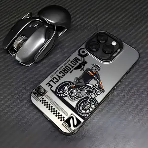 A Cool Electroplated Phone Case with Motorcycle and Rider Patterns, Suitable for iPhone 17 Air/16 Plus/15 Pro Max/14 Pro/13/12/11/XS Max/X Phone Case, Ideal Gift for Motorcycle Enthusiasts' Family, Friends, Lovers, Boyfriends during Festivals CY171