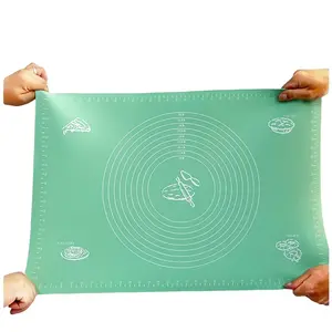 Large Non-Stick Silicone Baking Mat 40x50cm, Heat Resistant Reusable Pastry Sheet with Measurement Lines, Easy Clean & Store, Baking Supplies, //blue