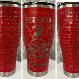 30oz Veteran Tumbler Matte Stainless Steel Travel Mug with Veteran Engraving Laser Etched Drinkware Reusable Engraved Bottle Water Bottles