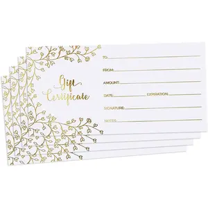 Blank   for Business - 25  Foil  Certificate Cards with Envelopes for , Salon, Restaurants, Custom Client Vouchers for Birthday, Work Card - 3.75x7.5