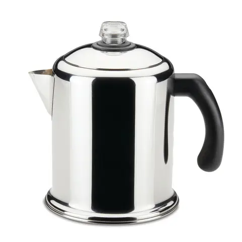 Farberware Yosemite Stainless Steel Stovetop Percolator Coffee Maker - Classic Percolator Coffee Pot, Works on Any Stovetop, Durable Build, Permanent Filter Basket, Heavy-Duty Pot with Tea Filter, Everyday Use