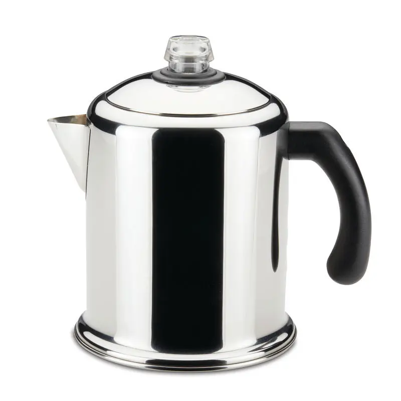 Farberware Yosemite Stainless Steel Stovetop Percolator Coffee Maker - Coffee Equipment, Stovetop Ready, Built to Last, Cleaner Brew Setup, Heavy-Duty Pot with Tea Filter
