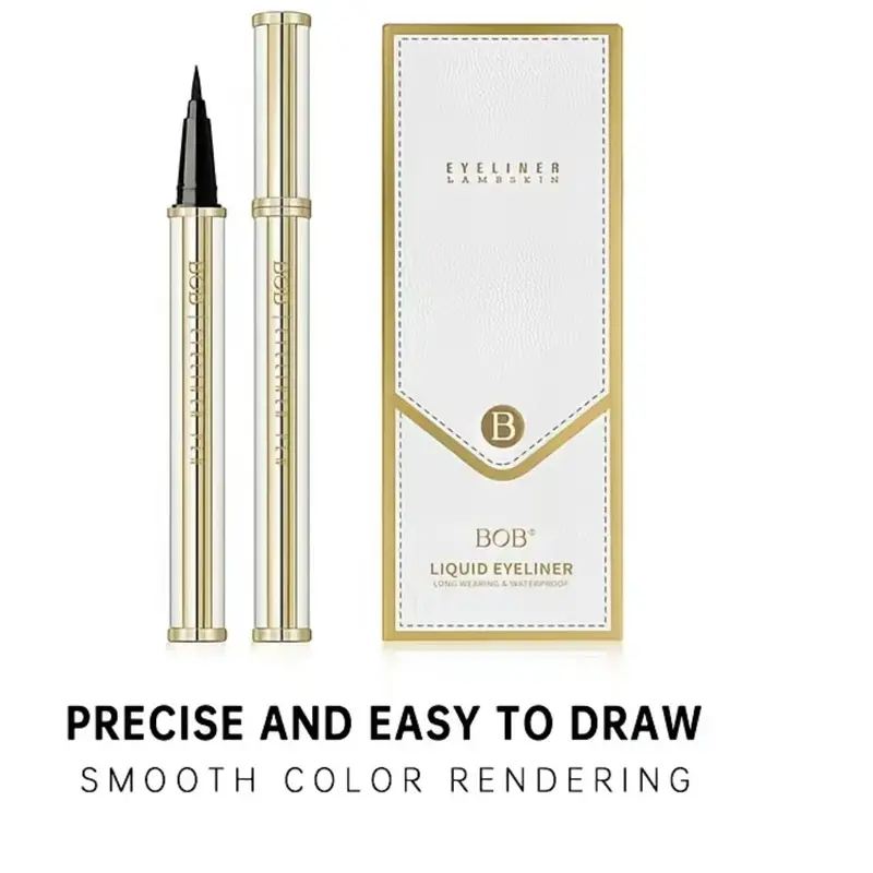 Women's Waterproof Lambskin Liquid Black Eyeliner Pen - Felt Single Thick Tip Cosmetic, Longwear Eye Liner, Smooth, Smudge-Resistant, Beginner-Friendly Adult Makeup Tool for Daily All-Day Eye Looks