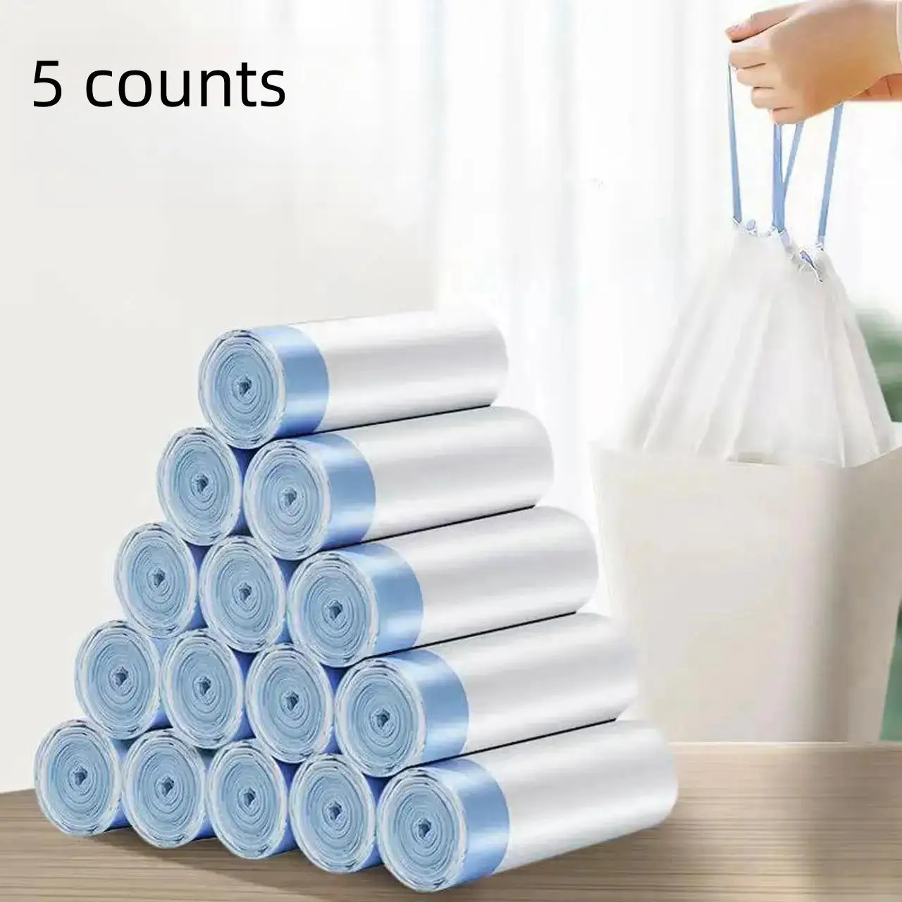Disposable Drawstring Bin Bag, 75pcs/set Recyclable Garbage Bags, Durable Bin Bags for Home Kitchen, Bathroom, Office, Household Items