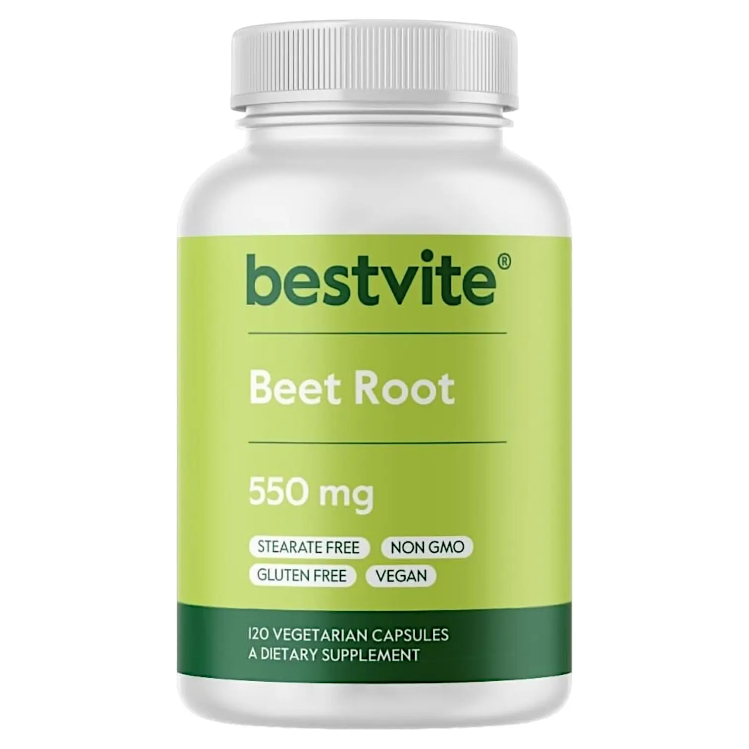 Beet Root 550mg Vegetarian Capsules, Vegan, Non-GMO, Gluten Free, No Fillers, Daily Nutritional Support, 120 Capsules