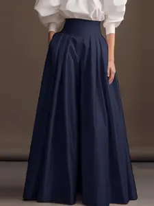 Women's Solid High Waist Pocket Wide Leg Pants, Casual Chic Comfy Pleated Trousers for Daily Wear, Ladies Bottoms for All Seasons, Womenswear