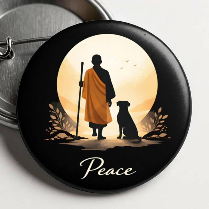 Monks Buddhist Walk For Peace Pin, Spiritual Mindfulness Pin, Meditation Zen Pin, Peace Walk Gift, Aesthetic Pin